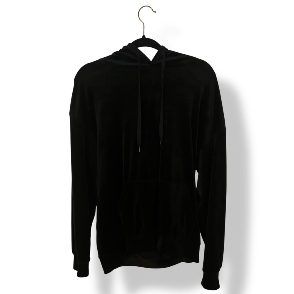 Boohoo Man Men’s Black Suede Hoodie Size Medium